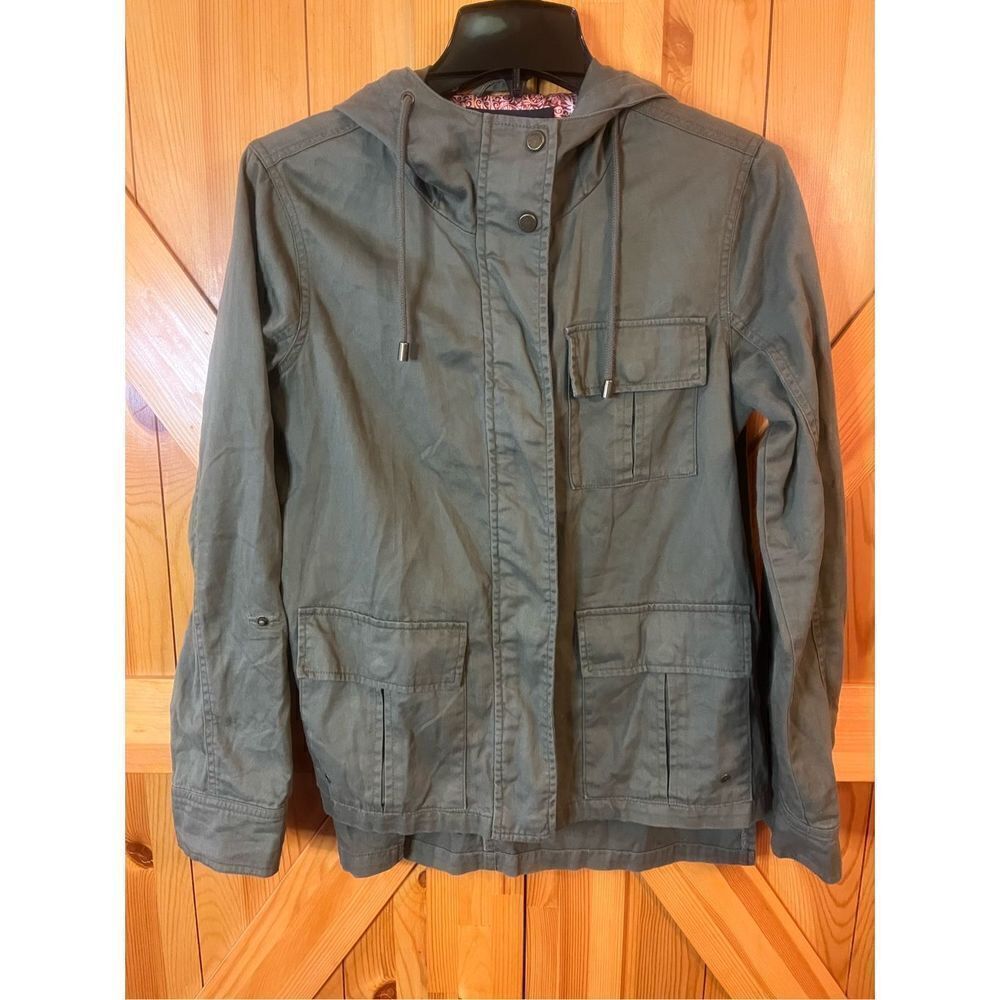 Madden Womens Jacket Size S Olive Green Army Utility Lightweight Hooded (1074)